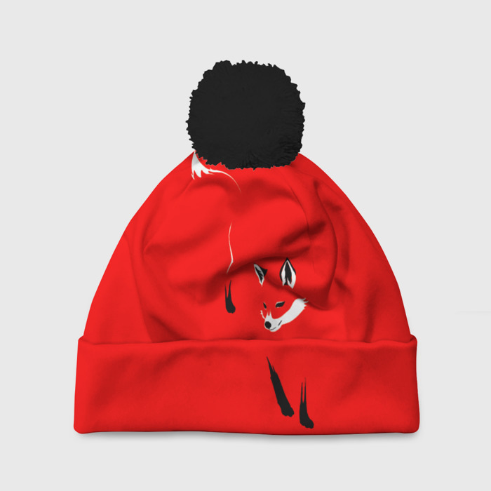 Шапка 3D c помпоном Красная лиса фото