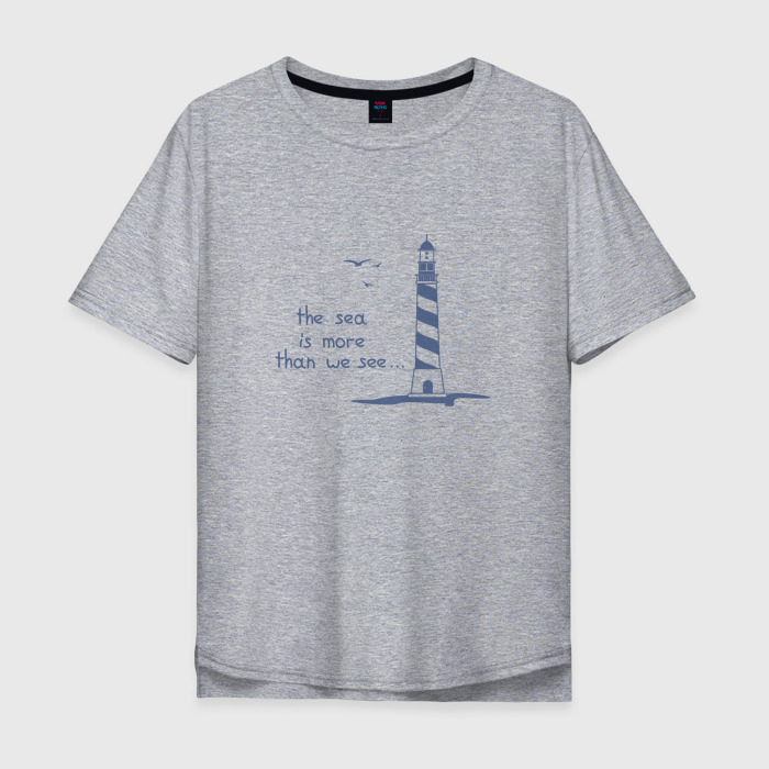 Мужская футболка хлопок Oversize Маяк птицы море фото