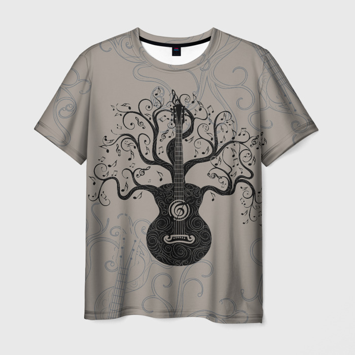 Мужская футболка 3D Разросшееся дерево гитара фото