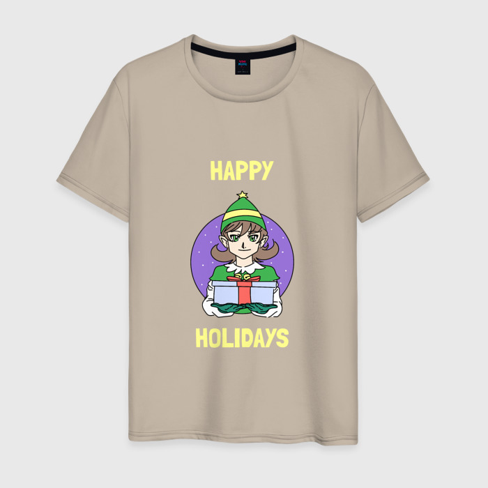 Мужская футболка хлопок Счастливых праздников фото