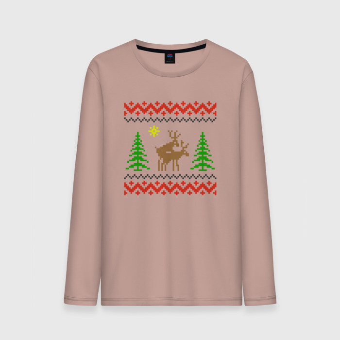 Мужской лонгслив хлопок Весёлые олени фото