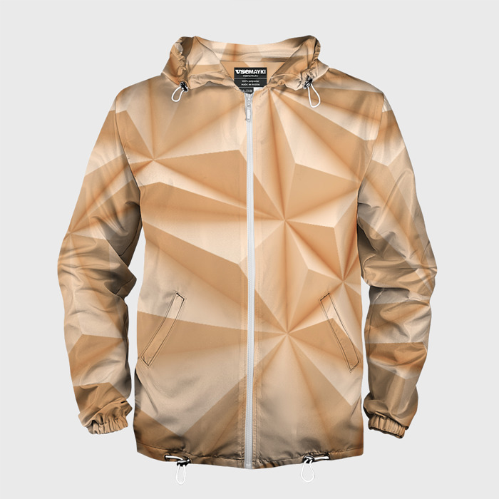 Мужская ветровка 3D Бежевые полигональные фигуры фото