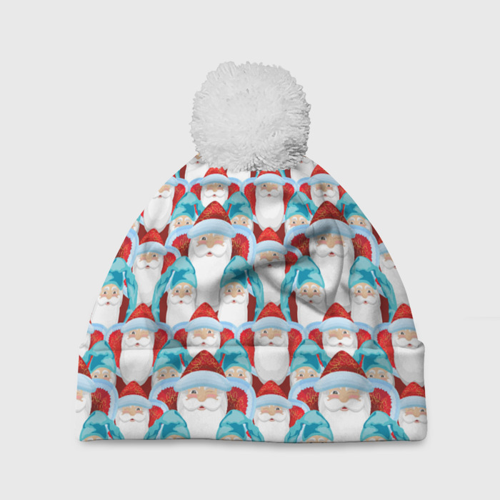 Шапка 3D c помпоном Деды Морозы фото