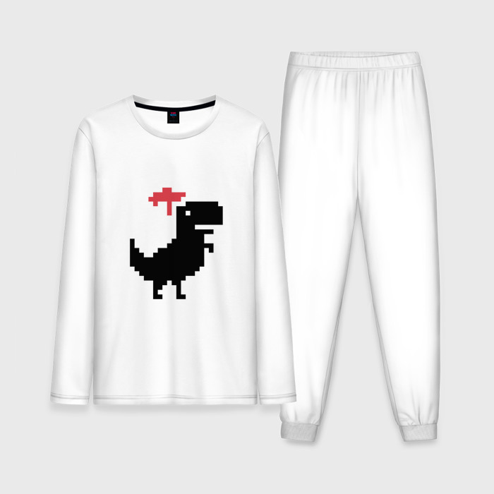 Мужская пижама с лонгсливом хлопок Новогодний гугл динозаврик фото