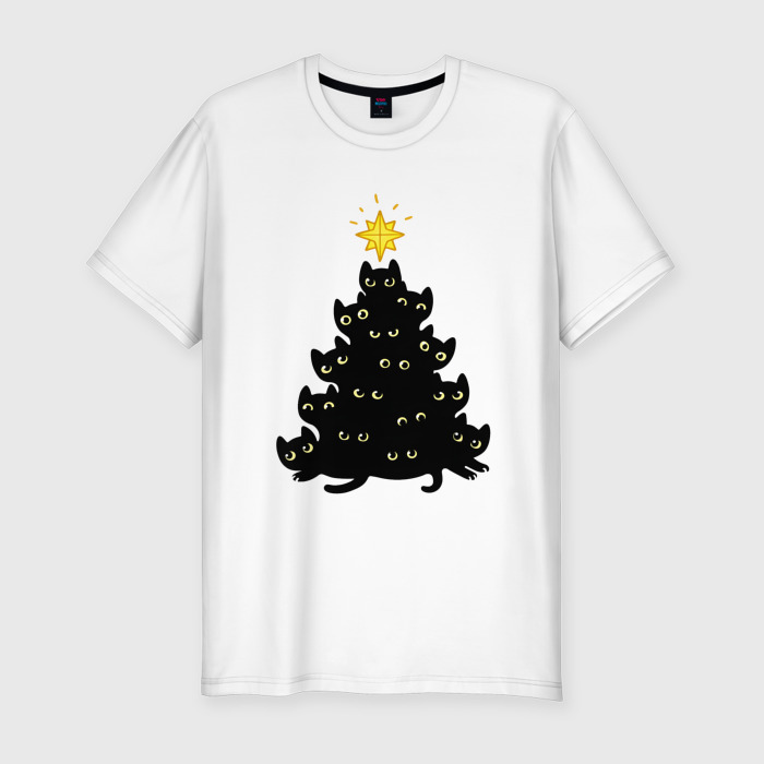 Мужская футболка хлопок Slim Котоёлка фото