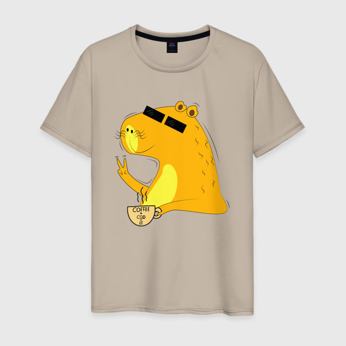 Мужская футболка хлопок Капибара программист фото