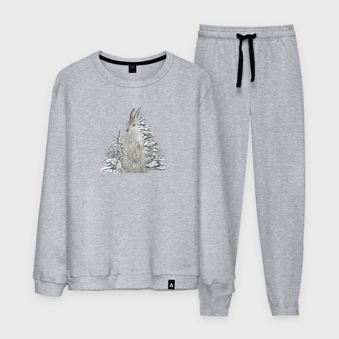 Мужской костюм хлопок Кролик в елках зимой фото