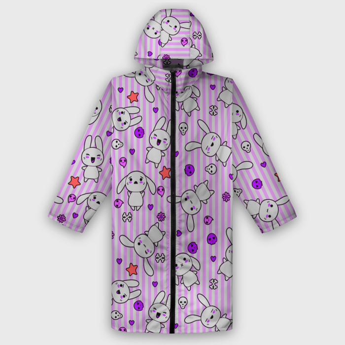 Дождевик унисекс 3D Кролики   текстура на розовом фоне фото
