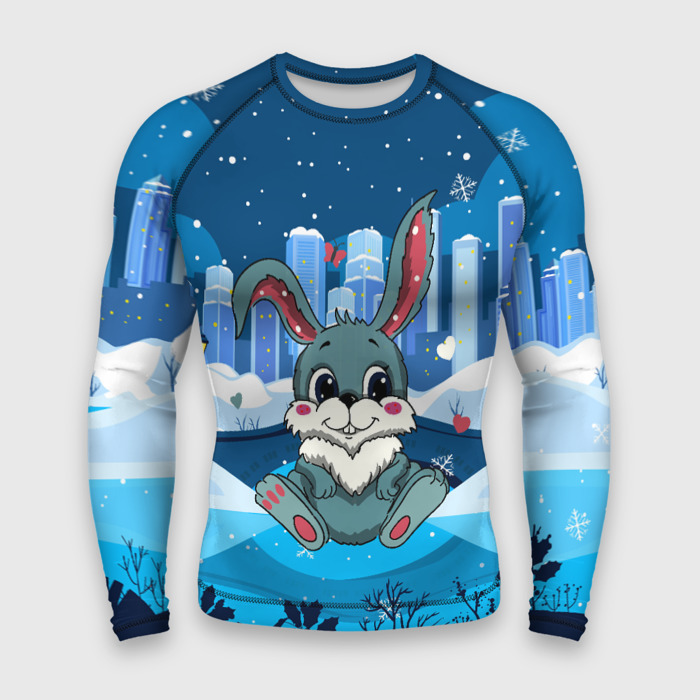 Мужской рашгард 3D Зайчик с сердечками фото