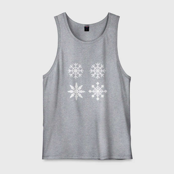 Мужская майка хлопок Новогодние белые снежинки фото