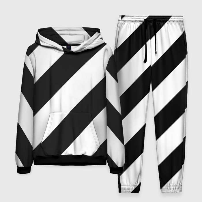 Мужской костюм 3D (с толстовкой) Черно белые полосы фото