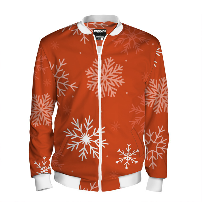 Мужской бомбер 3D Orange snow фото