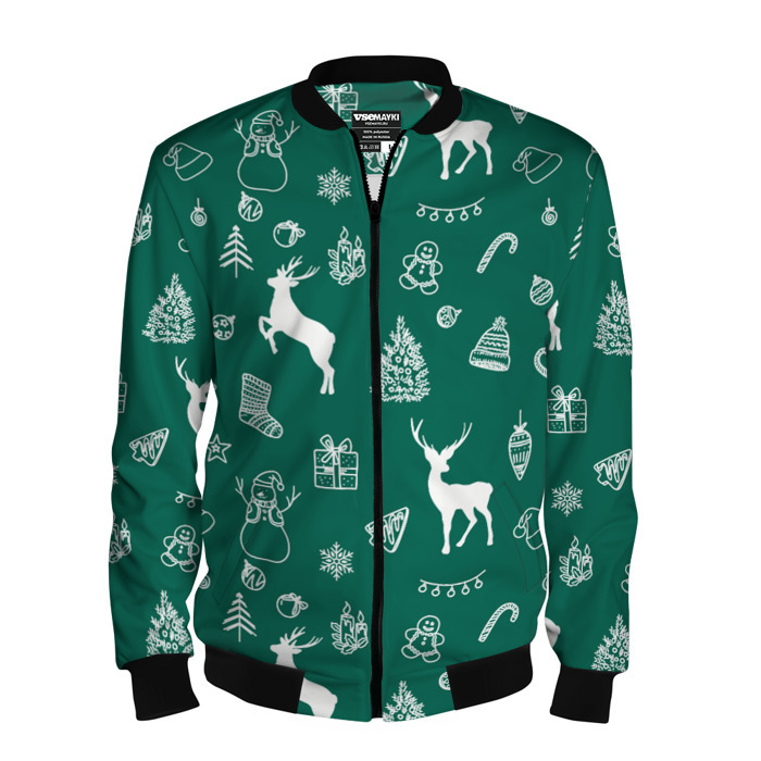 Мужской бомбер 3D Новогодняя история фото