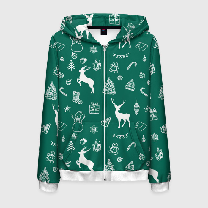 Мужская толстовка 3D на молнии Новогодняя история фото