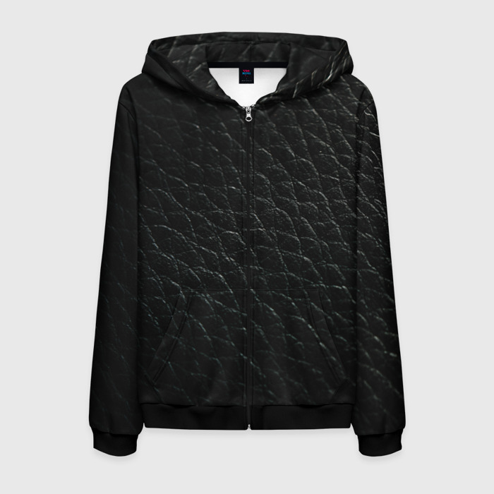 Мужская толстовка 3D на молнии Кожа в черном цвете фото
