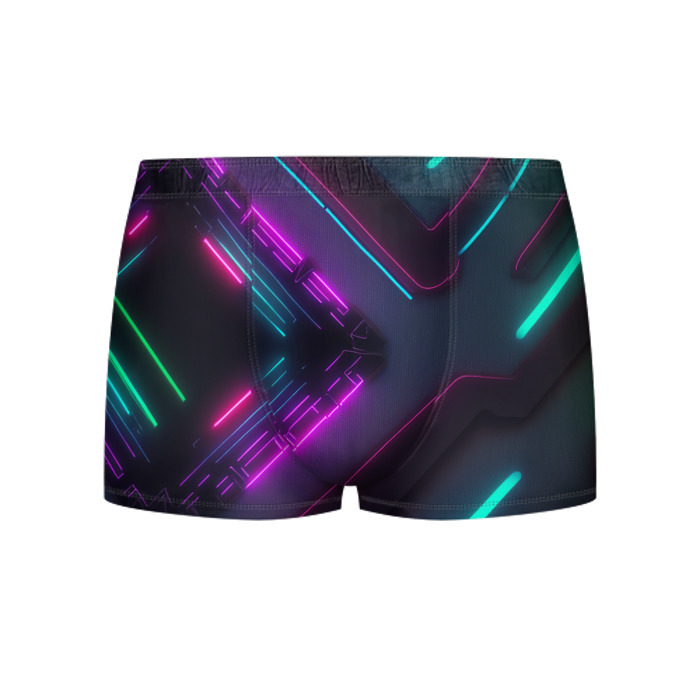 Мужские трусы 3D Геометрия неонового свечения фото