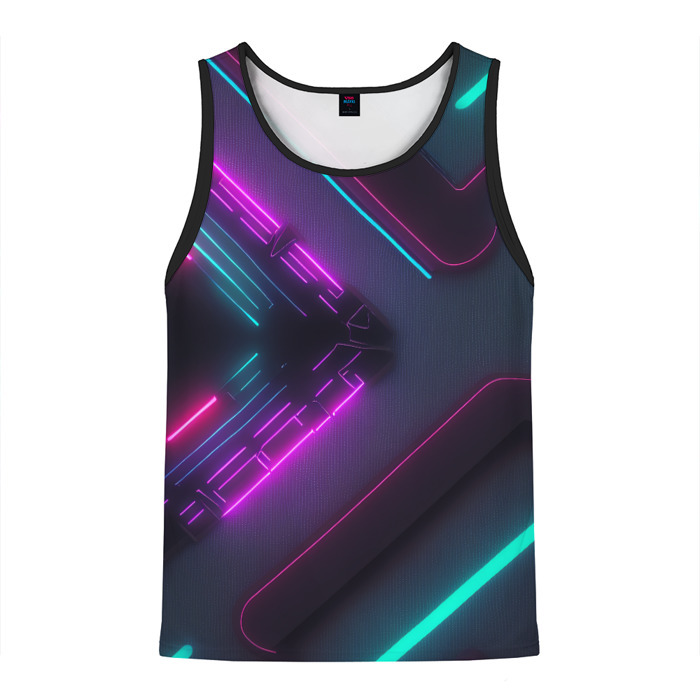 Мужская майка 3D Геометрия неонового свечения фото
