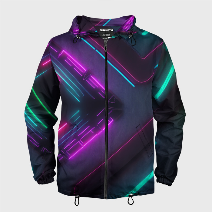 Мужская ветровка 3D Геометрия неонового свечения фото