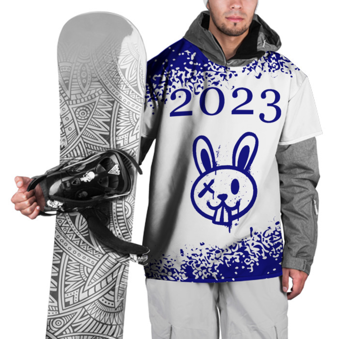 Накидка на куртку 3D Кролик 2023 в стиле граффити на светлом фото