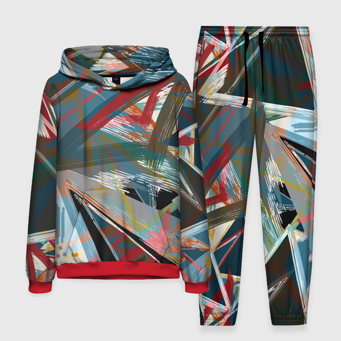 Мужской костюм 3D (с толстовкой) Абстрактный многоцветный  узор фото