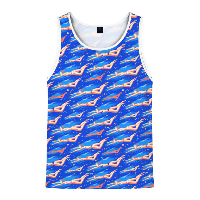 Мужская майка 3D Плывущие девушки на синем фото