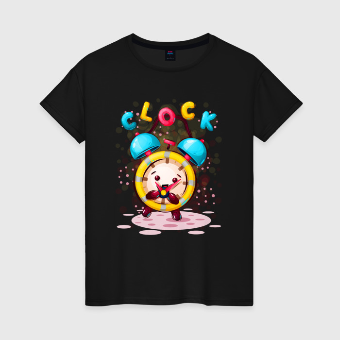 Женская футболка хлопок Весёлый будильник фото