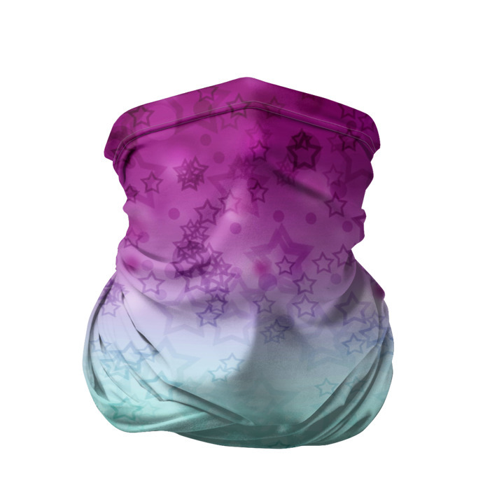 Бандана-труба 3D Градиентный узор звезды розово бирюзовый фото