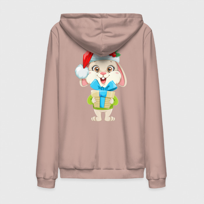 Мужская толстовка на молнии хлопок Зайчик с подарком новый год фото