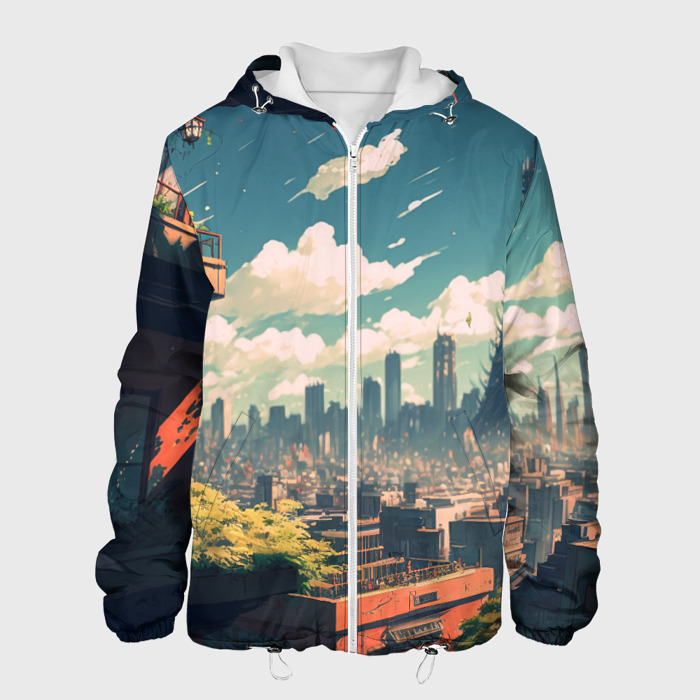 Мужская куртка 3D Вид на Токио будущего фото