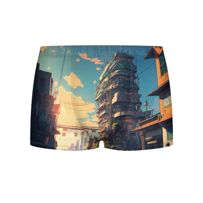 Мужские трусы 3D Японский город в аниме фото