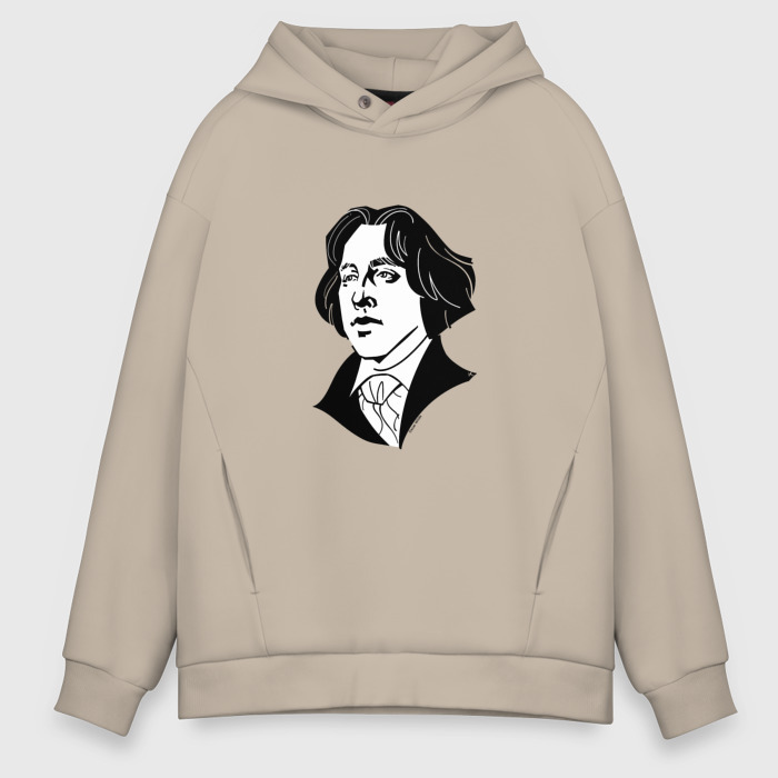 Мужское худи Oversize хлопок Оскар Уайльд, графический портрет фото