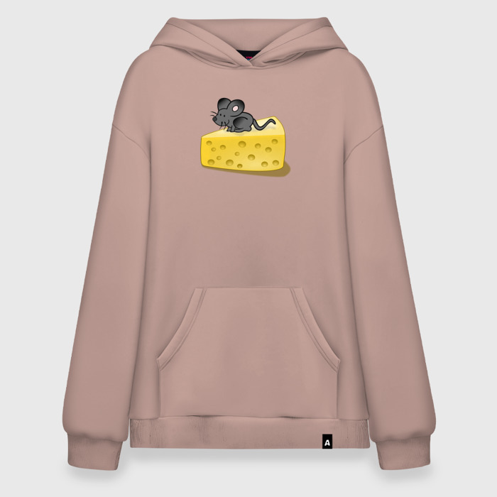 Худи SuperOversize хлопок Мышонок на сырке фото