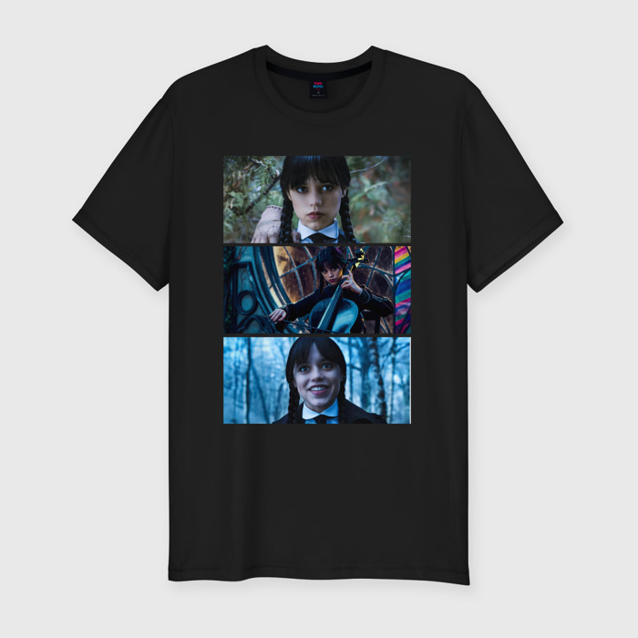 Мужская футболка хлопок Slim Эмоции Уэнсдэй фото