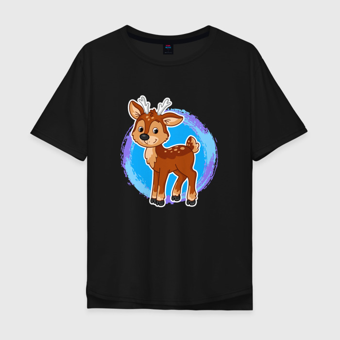 Мужская футболка хлопок Oversize Милый мультяшный оленёнок фото