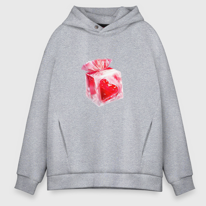 Мужское худи Oversize хлопок Сердце в подарок фото