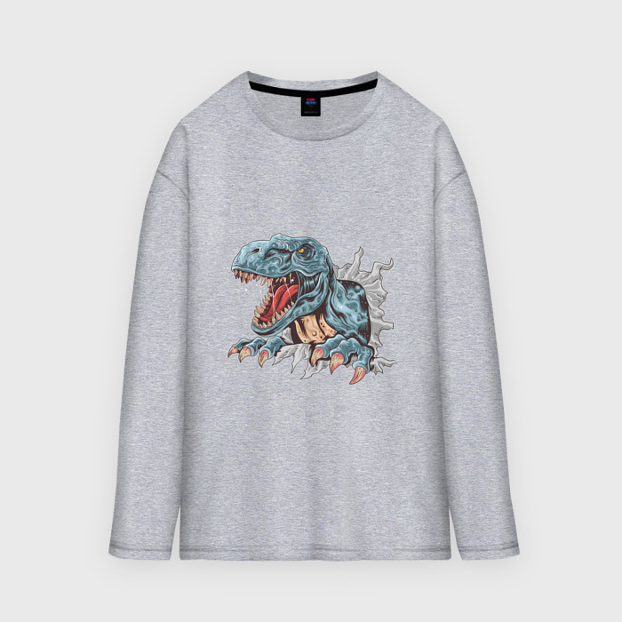 Мужской лонгслив oversize хлопок Тираннозавр, T Rex фото