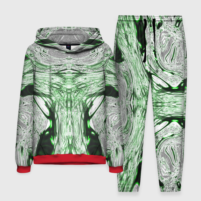 Мужской костюм с толстовкой 3D Зеленый узор фото