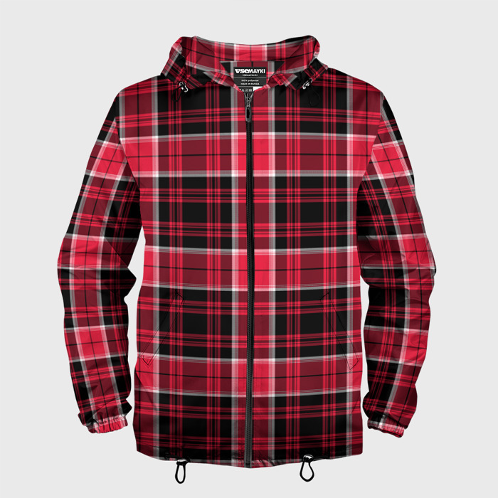 Мужская ветровка 3D Тартан красный фото
