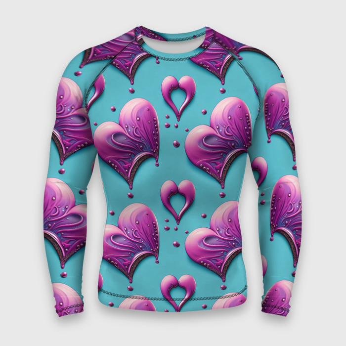Мужской рашгард 3D паттерн сердца и капли фото