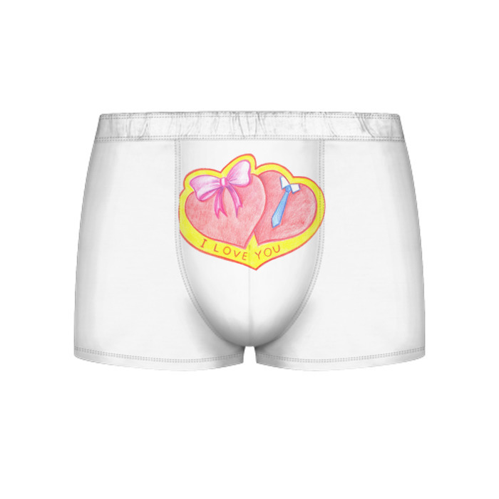 Мужские трусы 3D Сердечки с бантом и галстуком фото