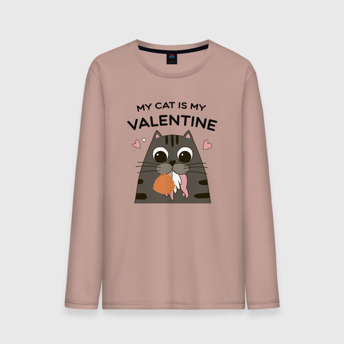 Мужской лонгслив хлопок Мой кот мой валентин фото