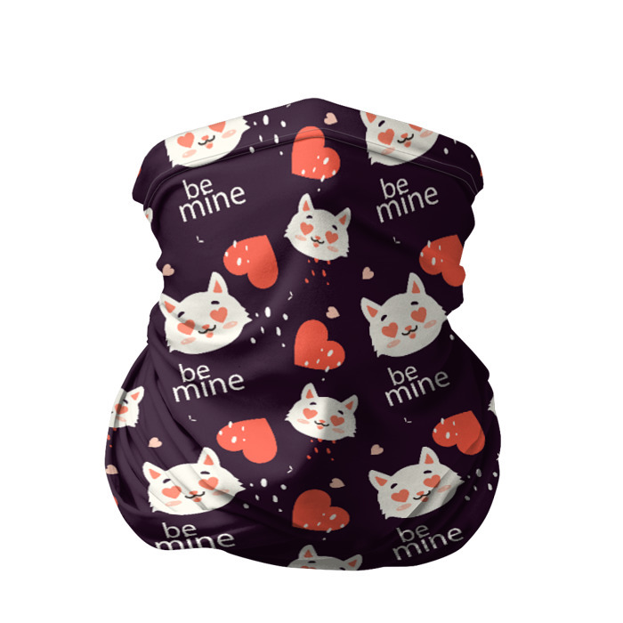 Бандана-труба 3D Паттерн котика на темном фоне фото