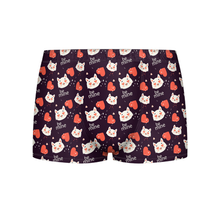 Мужские трусы 3D Паттерн котика на темном фоне фото