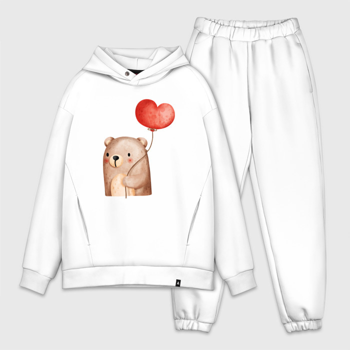Мужской костюм хлопок OVERSIZE Мишка с  сердечком фото