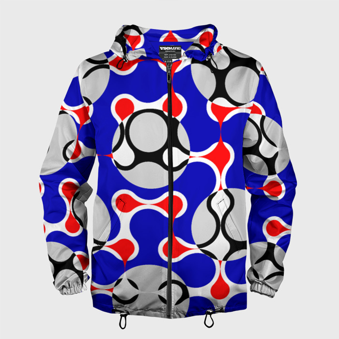 Мужская ветровка 3D Абстрактные сине красные паттерны и шары фото