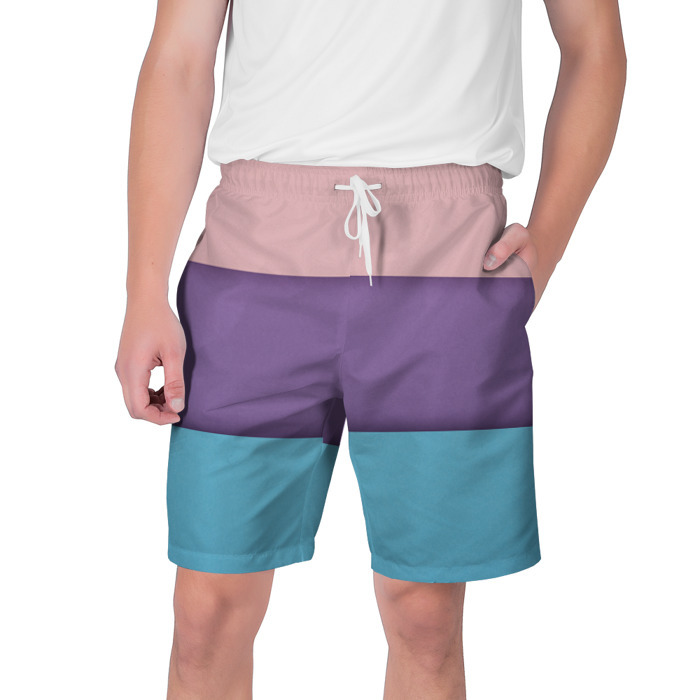 Мужские шорты 3D Трёхцветный паттерн   розовый, фиолетовый и синий фото