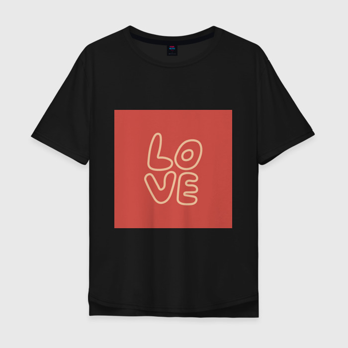 Мужская футболка хлопок Oversize красная Love в квадрате фото