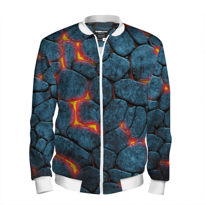 Мужской бомбер 3D Камни в лаве фото