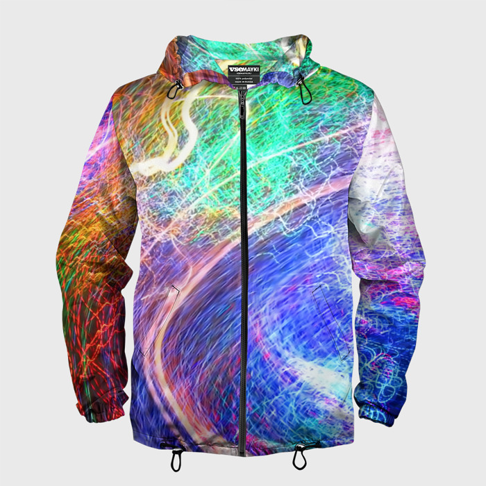 Мужская ветровка 3D Абстрактные разноцветные молнии фото