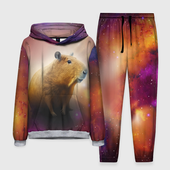 Мужской костюм с толстовкой 3D Космическая водосвинка фото
